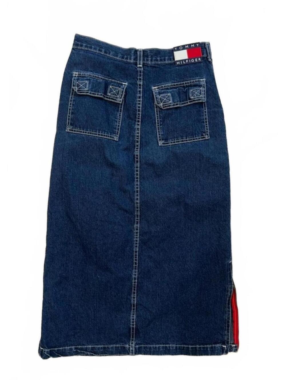 Vintage 90s Y2K Tommy Jeans Denim Cargo‎ Skirt MADE IN CANADA 100% Cotton size S